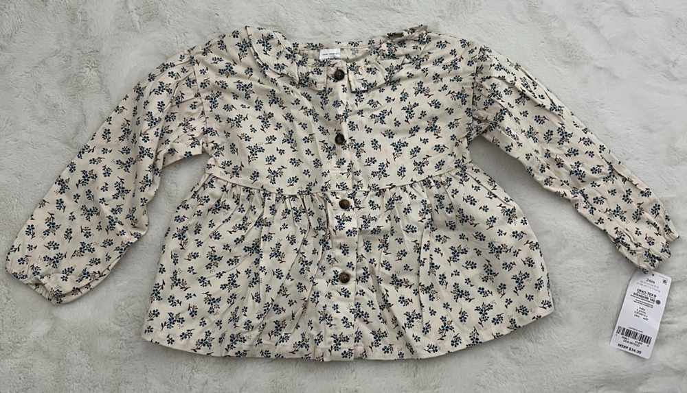 Carter's Baby Girls 24M Floral Peplum Long Sleeve Blouse Top NWT